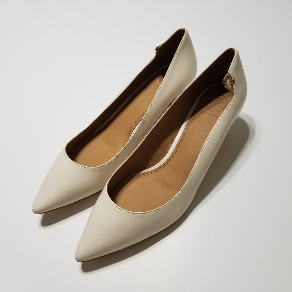 NIB Tory Burch Elizabeth Pump 40MM Leather Perfect Ivory Size 8.5 $278 - Picture 5 of 16